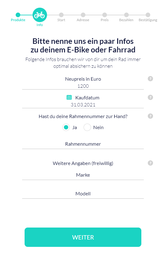Preis Datum Rahmennummer E Bike Versicherung