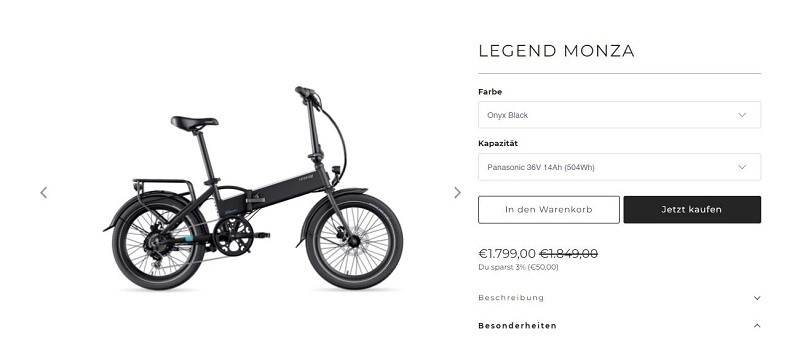 Monza Legend Klapprad E Bike